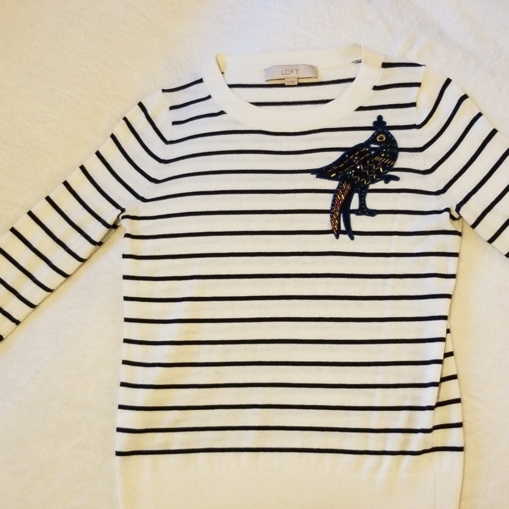 XS Loft beaded bird sweater
